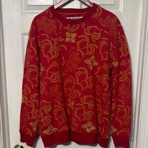 Embroidered Red and Gold Patterned Iro-Ochoa Men's Sweater size large